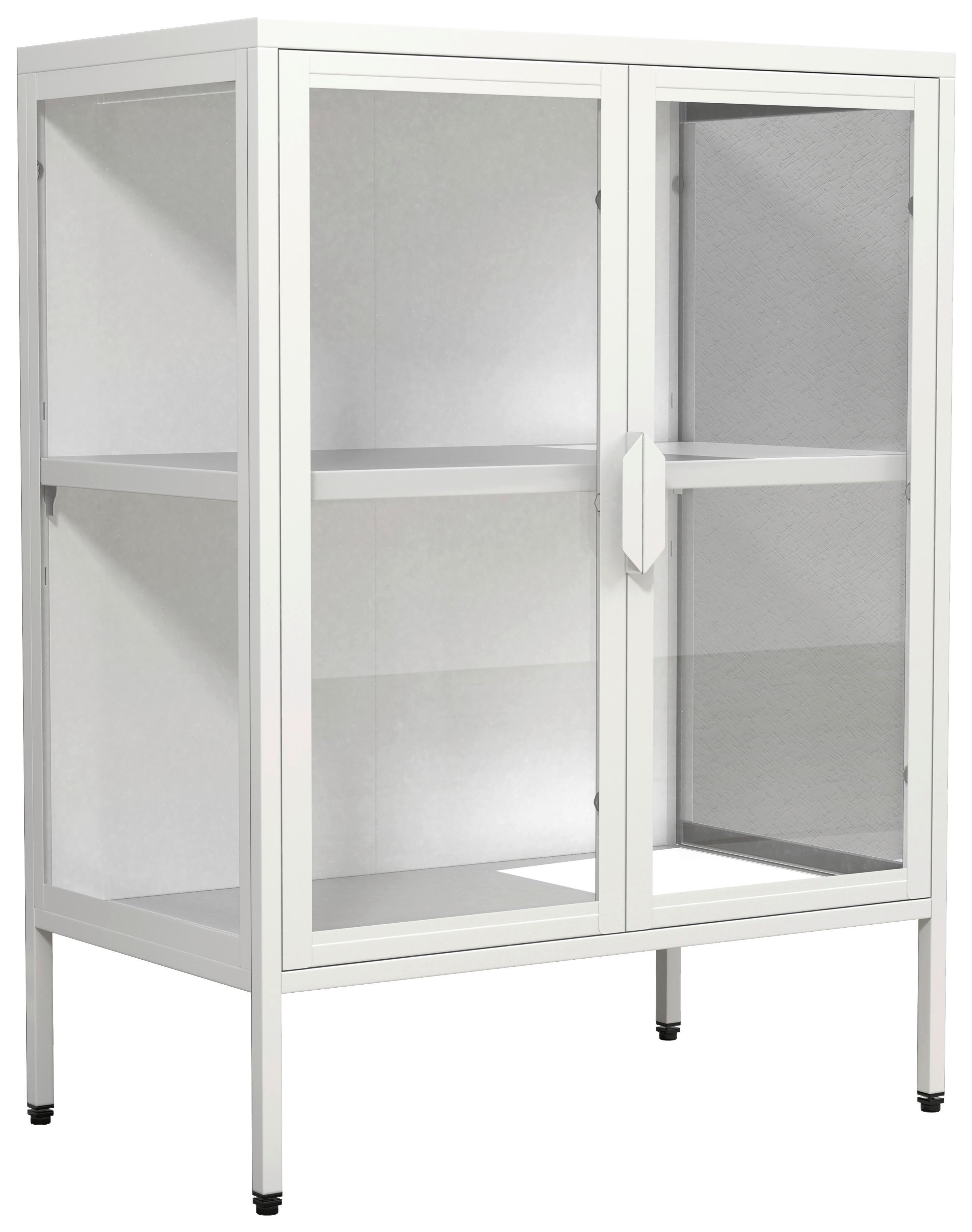 Vitrine Floka S - Weiss/Transparent, Design, Glas/Metall (60/80/35cm) - MID.YOU