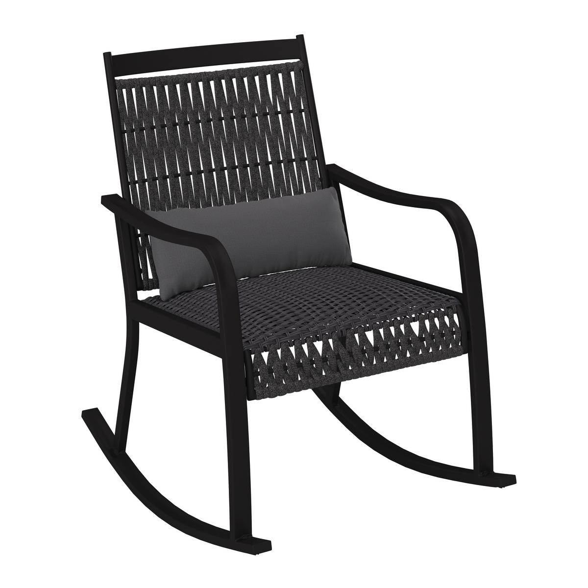 Balkonset Mathilda Dunkelgr. Metall/Outdoorstoff +Abdeckung - Dunkelgrau/Schwarz, MODERN, Kunststoff/Textil - Bessagi Garden
