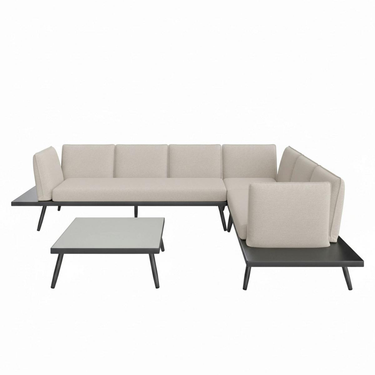 Garnitură grădină Joanna - negru, Modern, metal (300/78/80cm) - Bessagi Garden