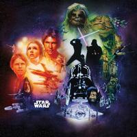 Fototapete Star Wars Poster Collage Weltall ca. 250x250cm - Schwarz/Weiß, Trend, Textil (250/250cm)