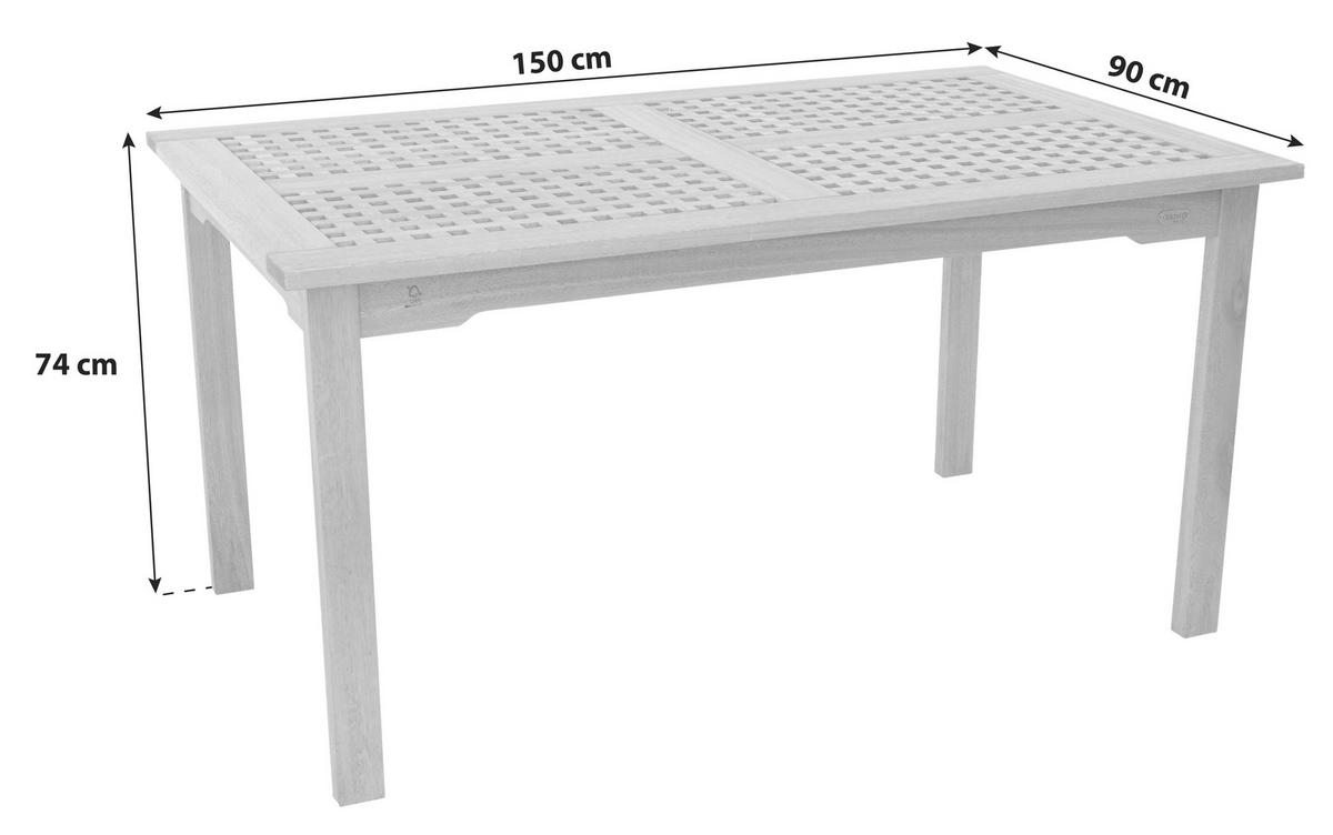 Vrtna Miza Lima, Masivno - naravne barve, Basics, les (150/90/74cm) - Gardenson