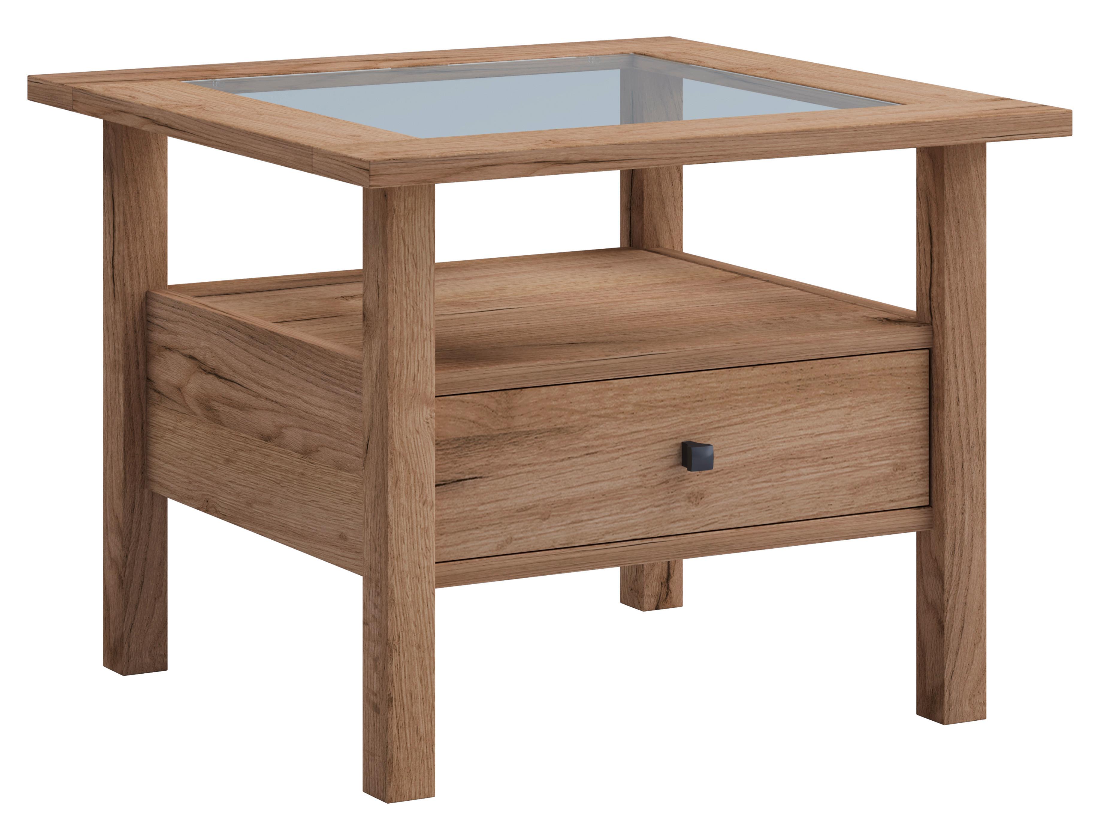 COUCHTISCH LINGIS M - Honigeiche/Schwarz, Lifestyle, Glas/Holzwerkstoff (54/42/54cm) - MID.YOU