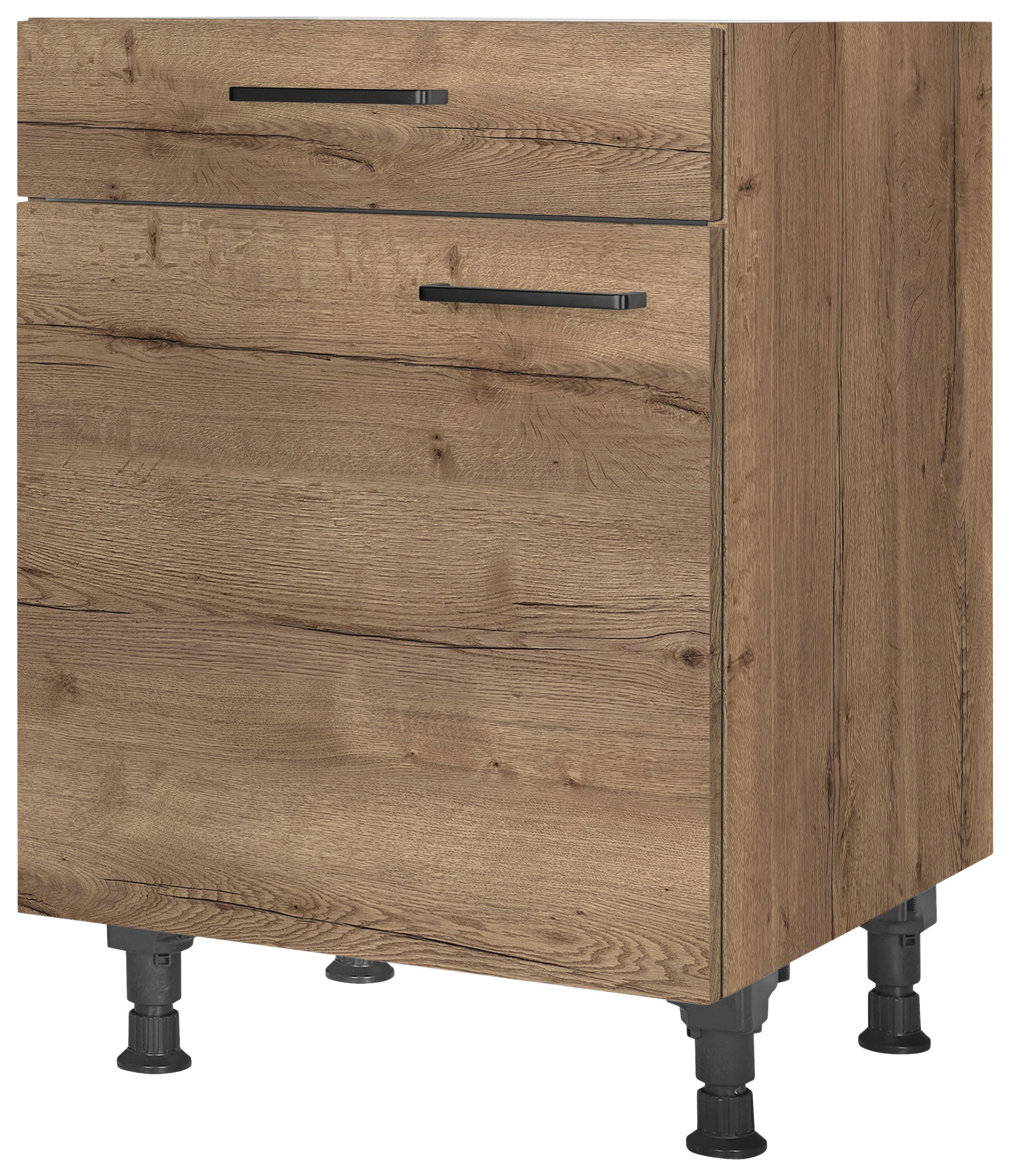 Schubkastenunterschrank Structura Eiche dunkel - Eiche dunkel/Schwarz, MODERN, Holzwerkstoff/Metall (60/87/56cm) - Nobilia