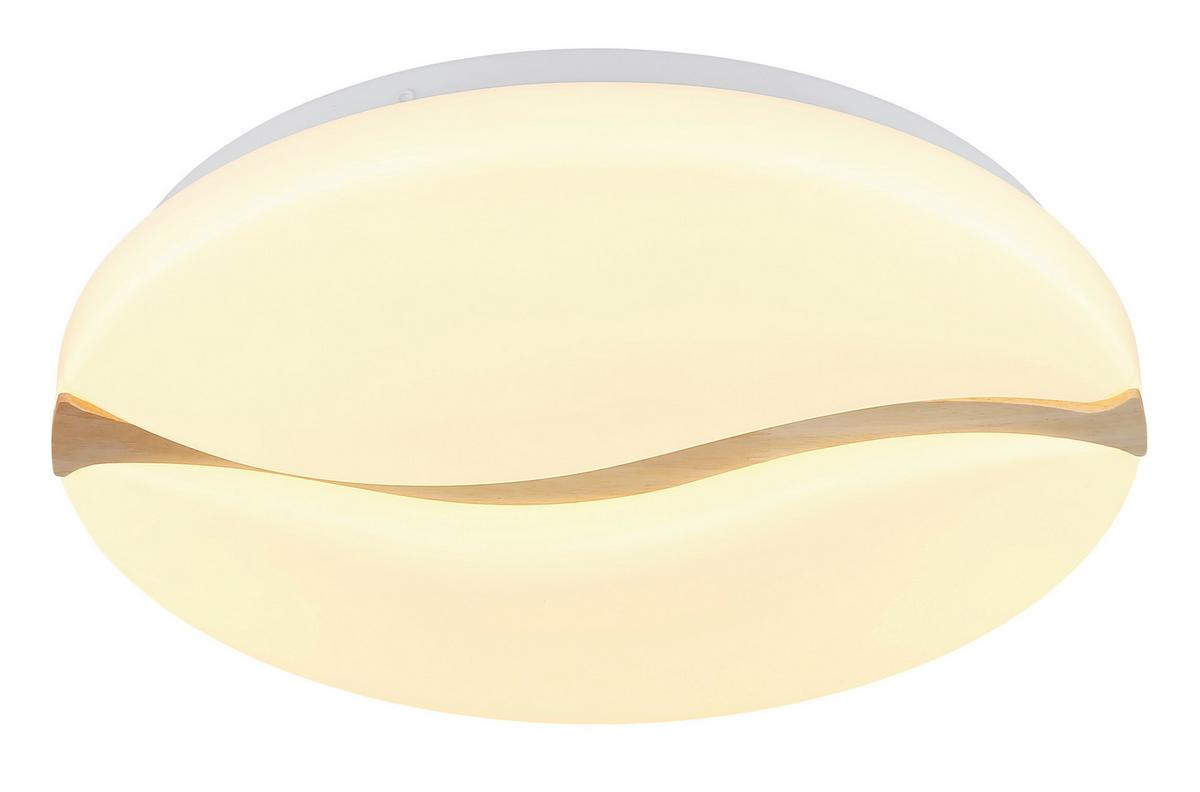 LED-DECKENLEUCHTE 41790-20 LETICIA - Weiss/Braun, Basics, Holz/Kunststoff (39/8cm) - Globo