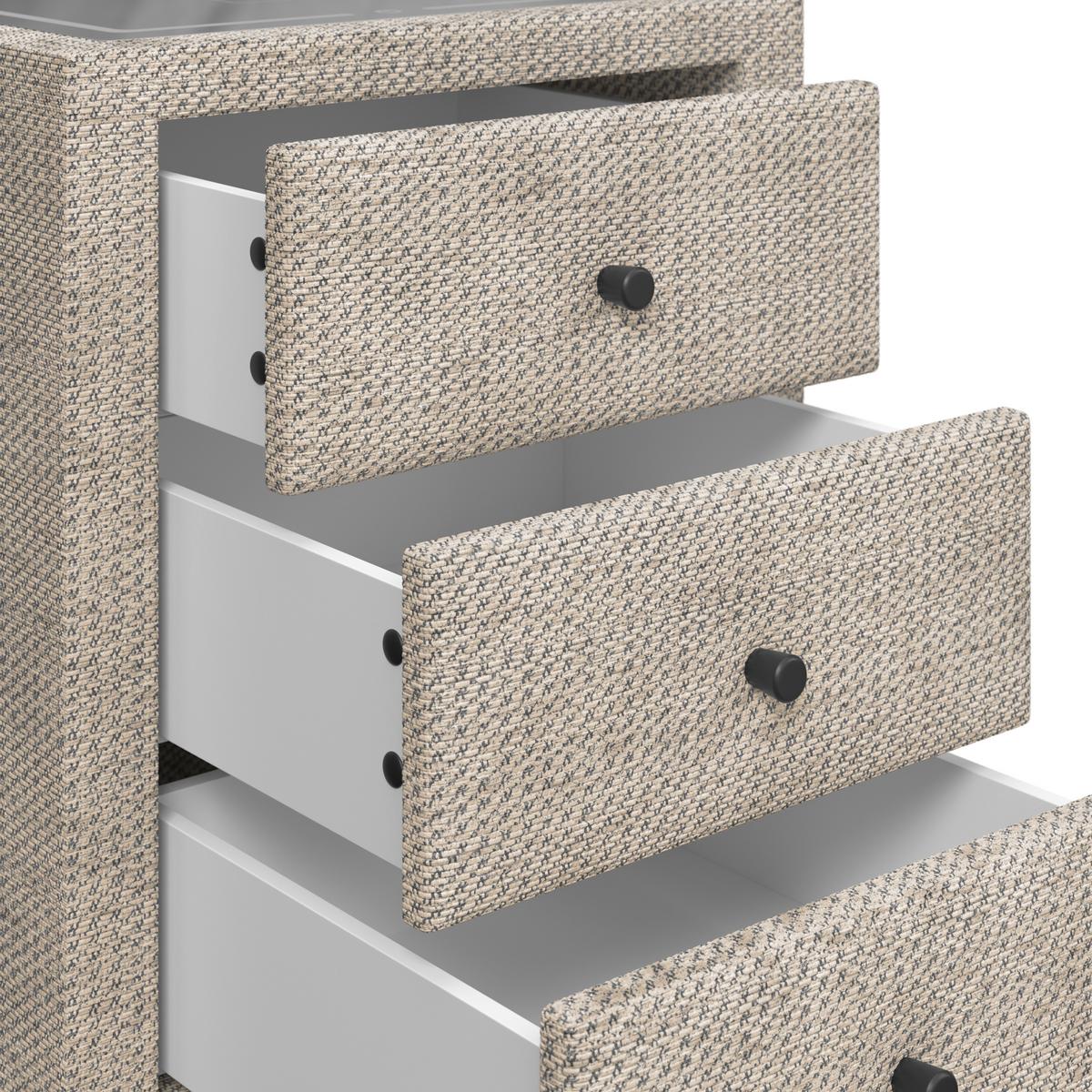 Noćni Stočić Brisbane Ii - bež/crna, Trendi, staklo/tekstil (49,5/56,5/46cm) - Premium Living