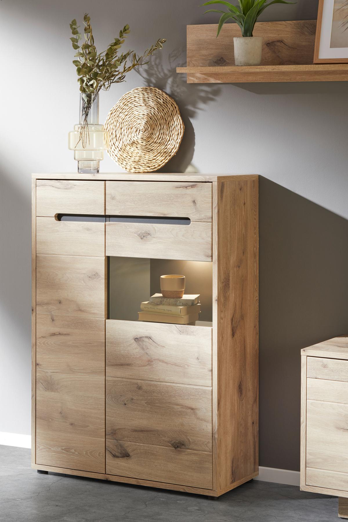 Vitrine Bellano Viking Oak - MODERN, Holzwerkstoff (90/128/38cm) - Mömax