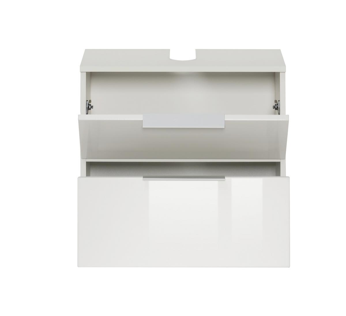 SZAFKA POD UMYWALKĘ RAVELLO - kolor srebrny/biały, Design, materiał drewnopochodny/tworzywo sztuczne (60/54/35cm) - Xora