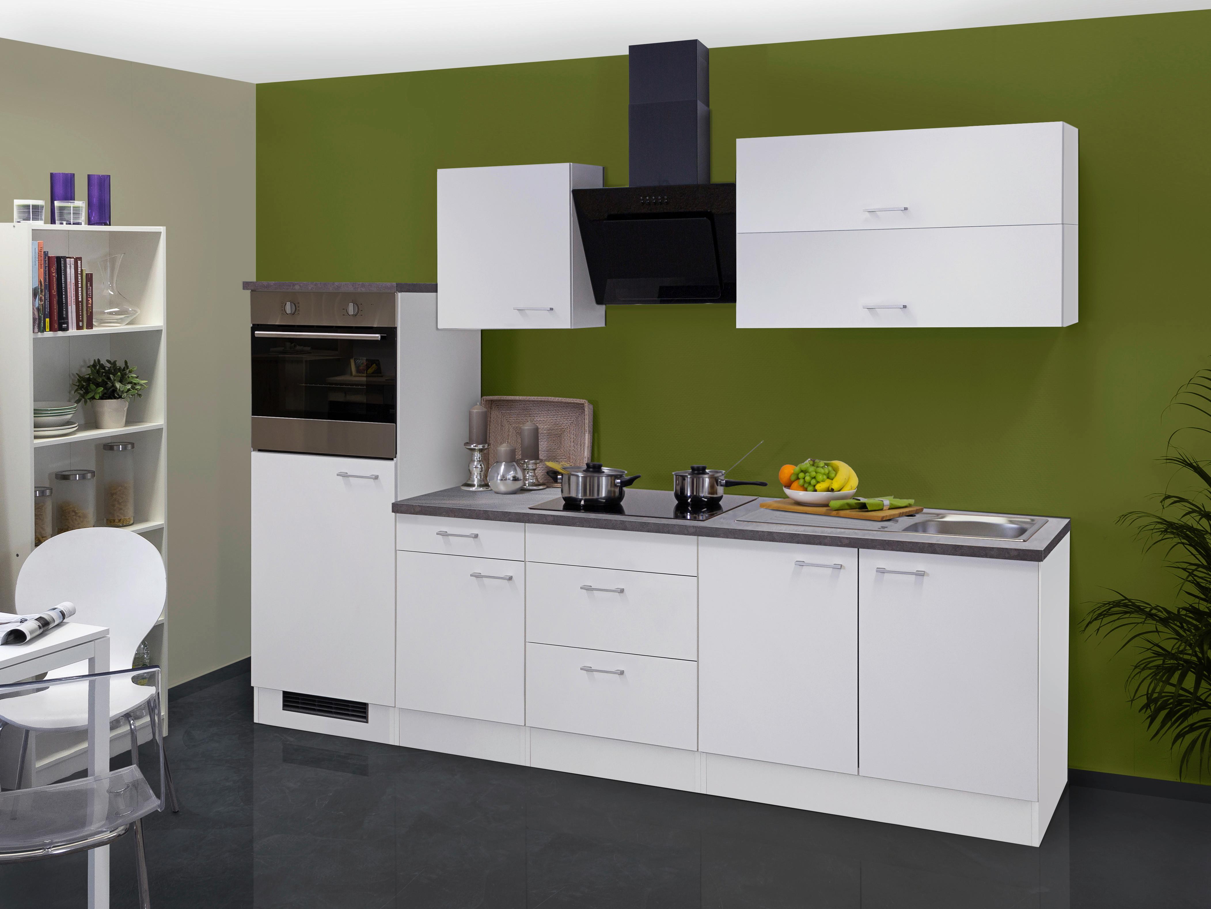 Kuhinjski Blok Z Aparati Lucca, Bela - bela/barve aluminija, Konvencionalno, umetna masa/leseni material (270cm) - FlexWell