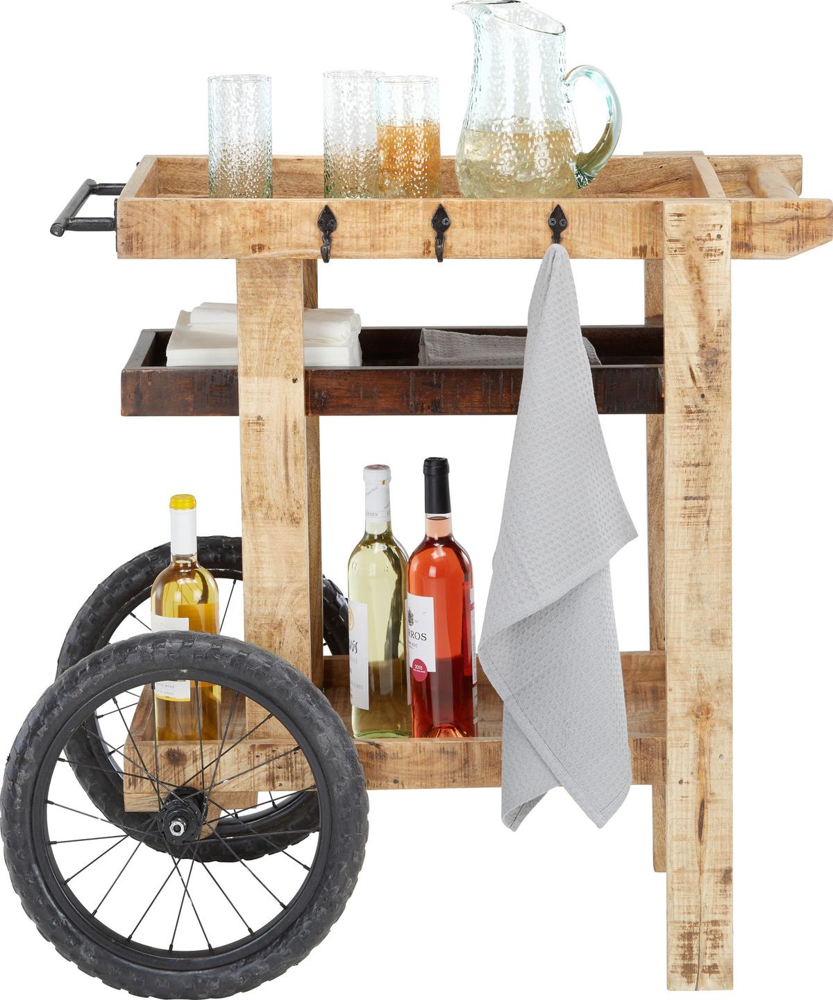 URBAN II Cârucior pentru servit - culoare natur/negru, Lifestyle, lemn/metal (88/85/56cm) - Premium Living