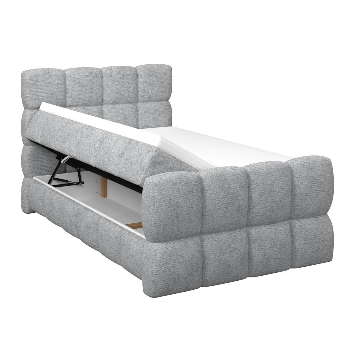 Postelja Boxspring Brisbane, Siva, 140x220 - siva/črna, Trend, kovina/umetna masa (140/220cm) - Premium Living