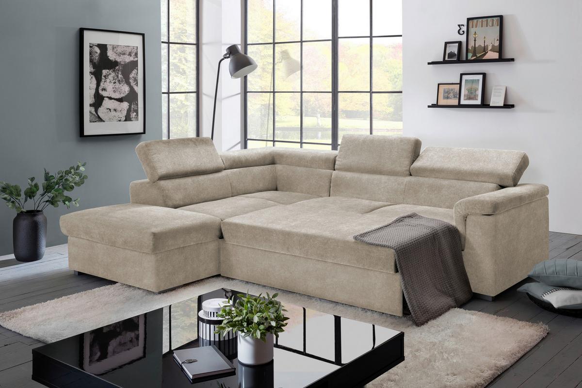 Wohnlandschaft Milla Beige ca. 217x252 cm - Platinfarben, Basics, Holz/Textil (217/252cm) - MID.YOU