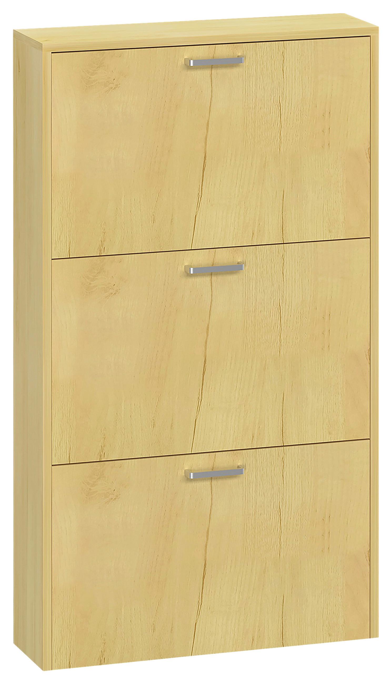 SCHUHSCHRANK SULOS M - Honigeiche/Silberfarben, Design, Holzwerkstoff/Kunststoff (50/108/17cm) - MID.YOU