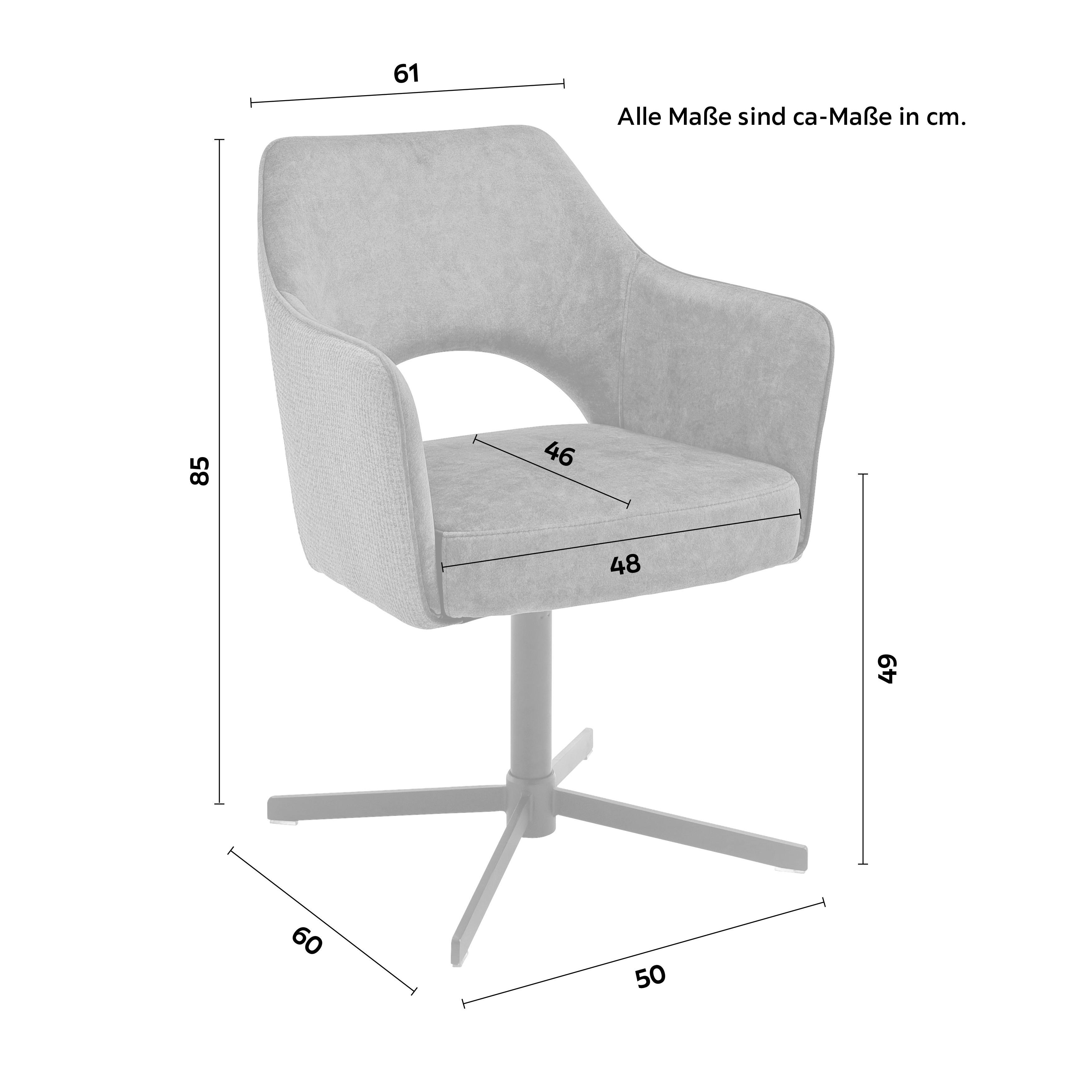 STOL MED ARMSTÖD VALLETTA - svart/rostfärgad, Klassisk, metall/textil (61/85/60cm) - Premium Living
