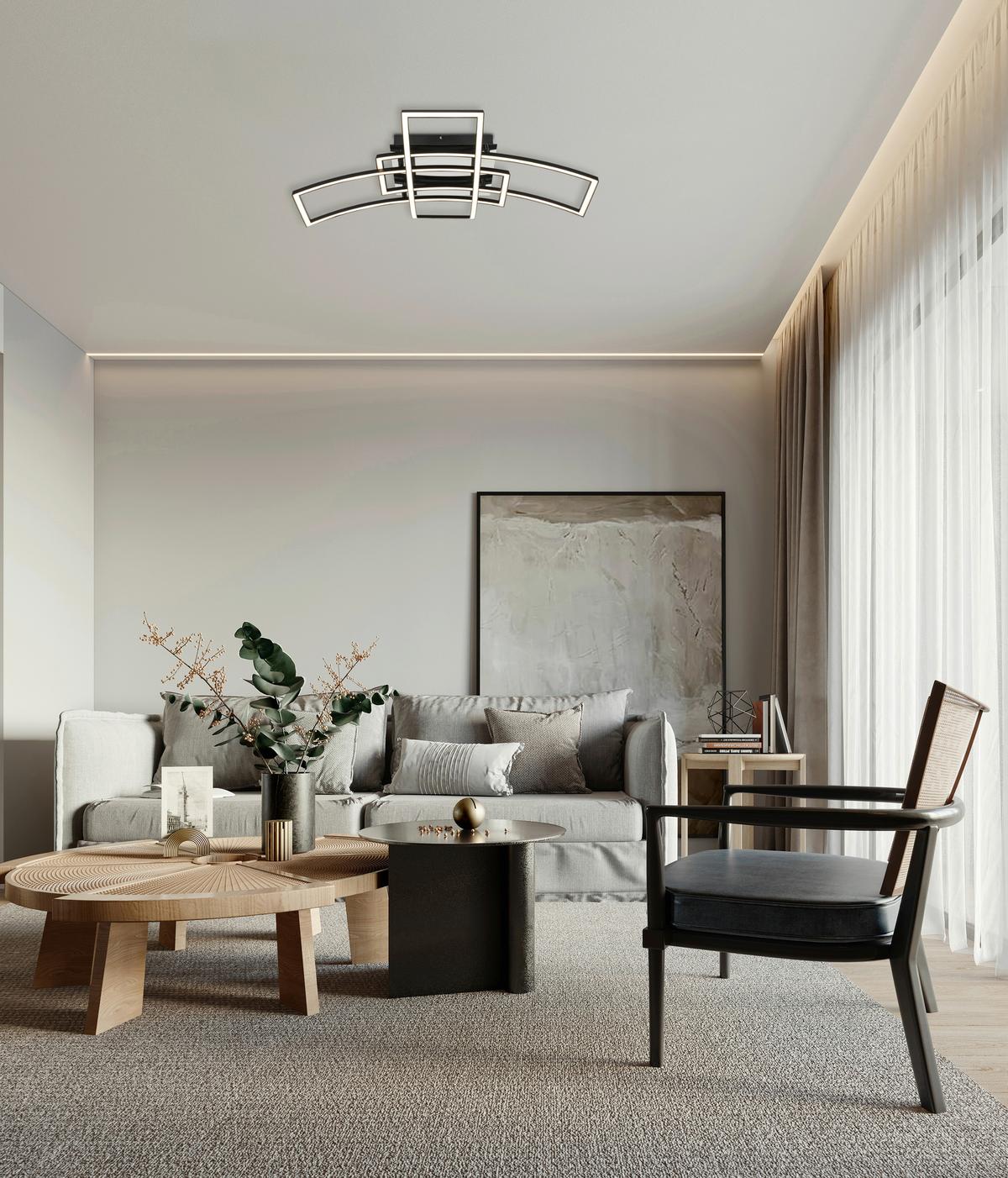 Led-deckenleuchte Enikö Schwarz/chromfarben Max. 42 W - barve kroma/črna, Moderno, kovina/umetna masa (59/81/16cm) - Mömax