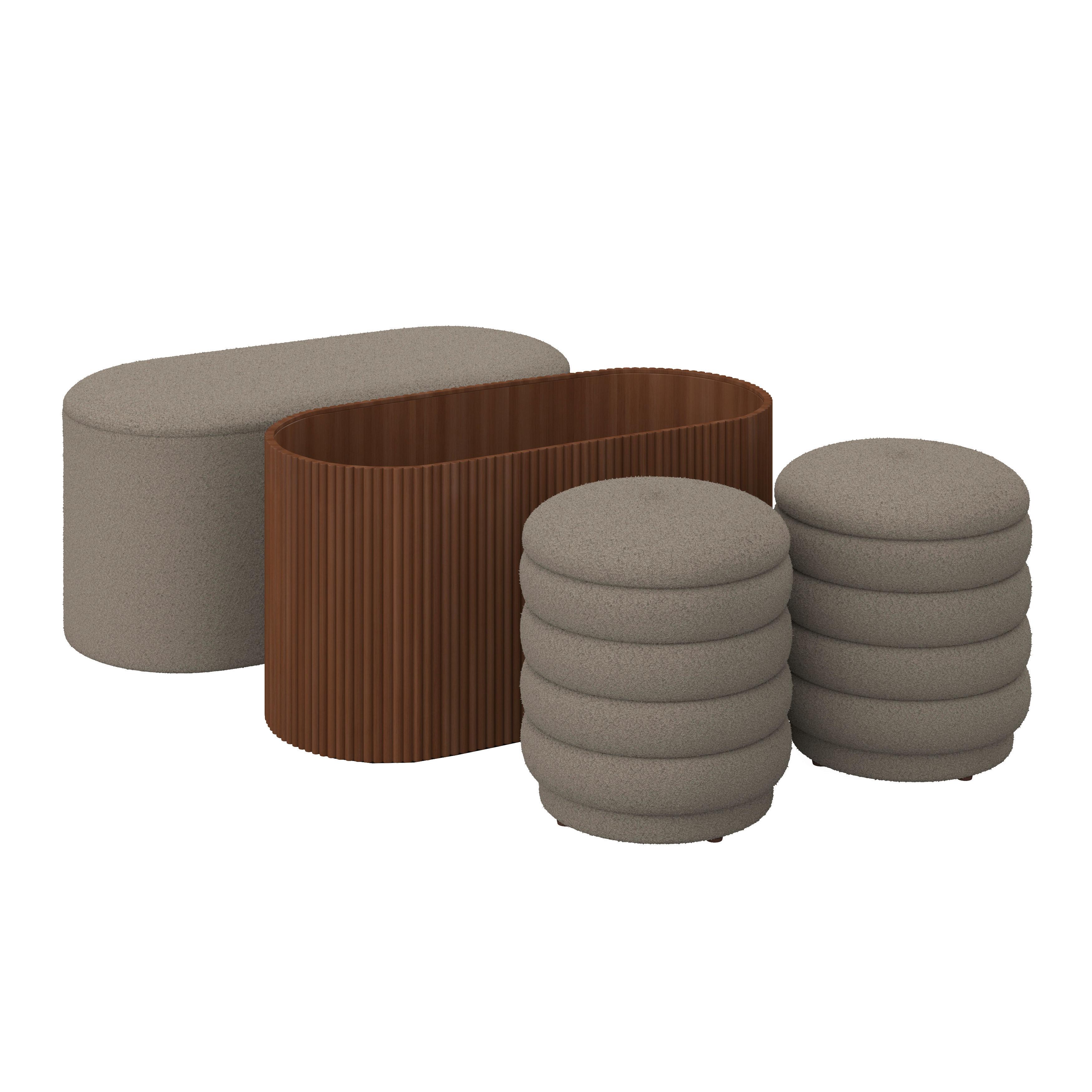 SITTBÄNK NINA - beige/naturfärgad, Modern, trämaterial/trä - Bessagi Home