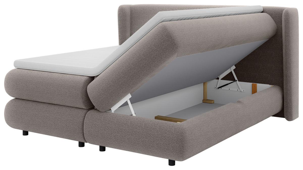 Boxspring Krevet Elodie - crna/taupe, Konvencionalno, tekstil/plastika (160/200cm) - Premium Living