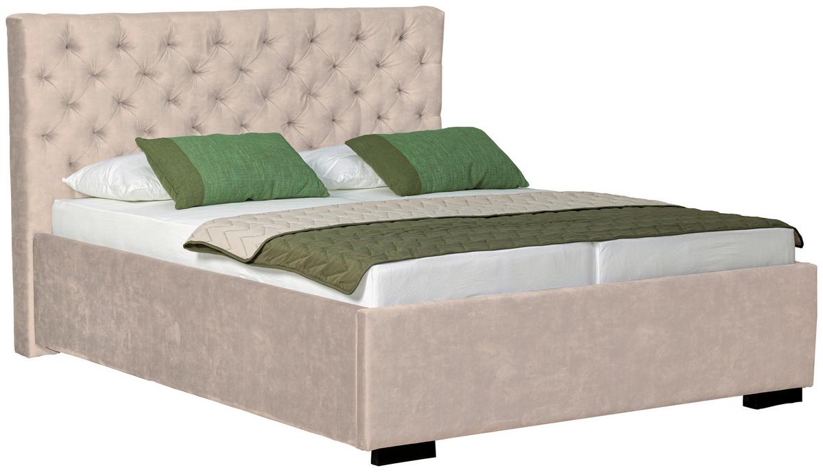 Oblazinjena Postelja Miami Storage, 180x200, Krem - črna/krem barve, Design, tekstil/les (180/200cm) - Modern Living