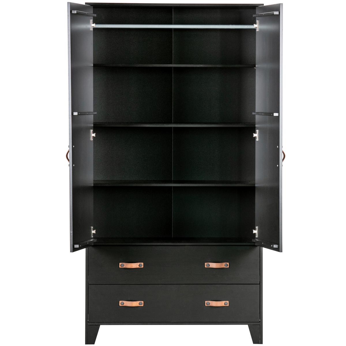 Drehtürenschrank Dian Schwarz - Schwarz, Basics, Holz (94/180/40cm) - MID.YOU