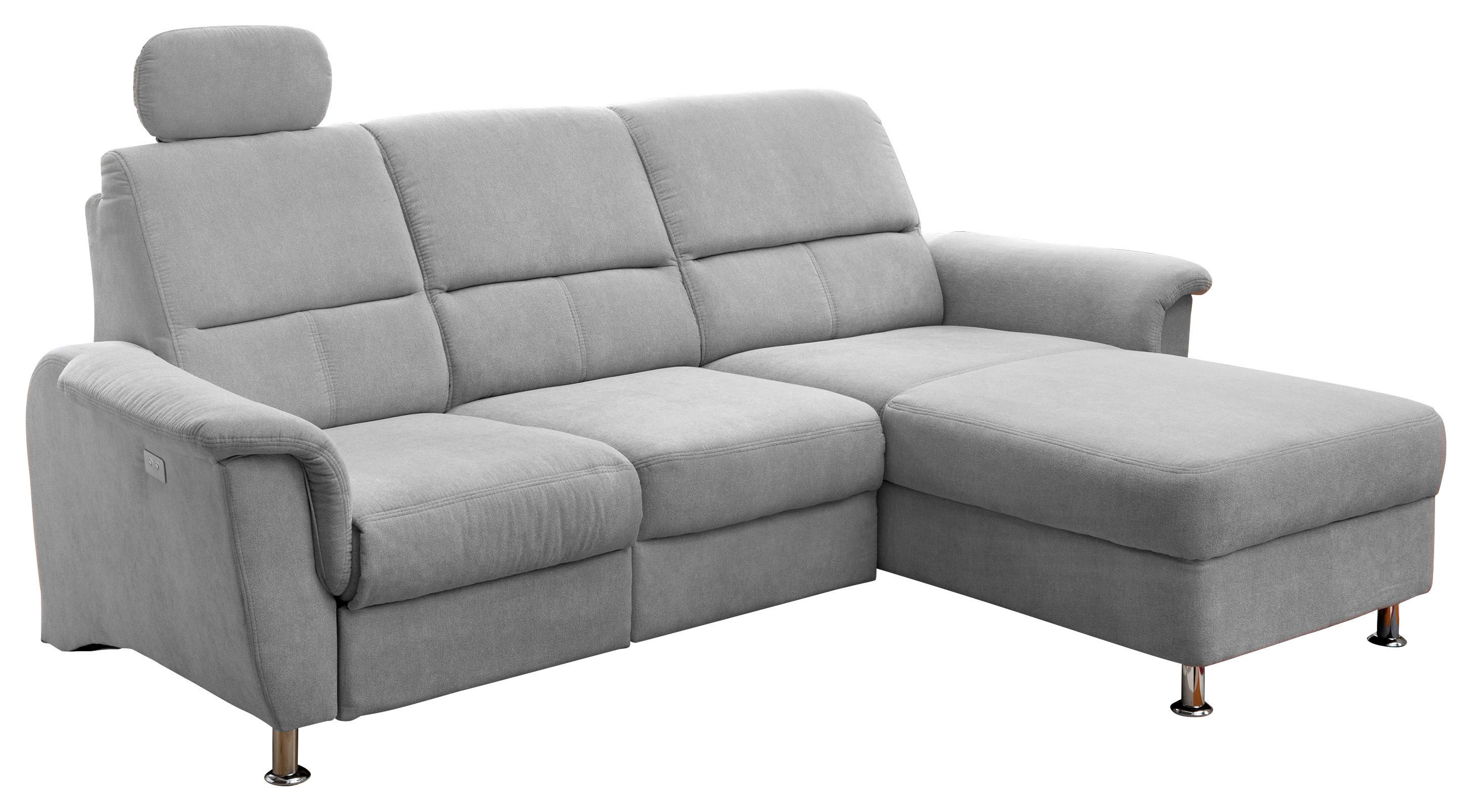 Ecksofa Parole Silberfarben USB Anschluss, Mikrof. - Chromfarben/Silberfarben, MODERN, Textil/Metall (231/165cm) - Livetastic