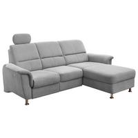Ecksofa Parole Silberfarben USB Anschluss, Mikrof. - Chromfarben/Silberfarben, MODERN, Textil/Metall (231/165cm) - Livetastic