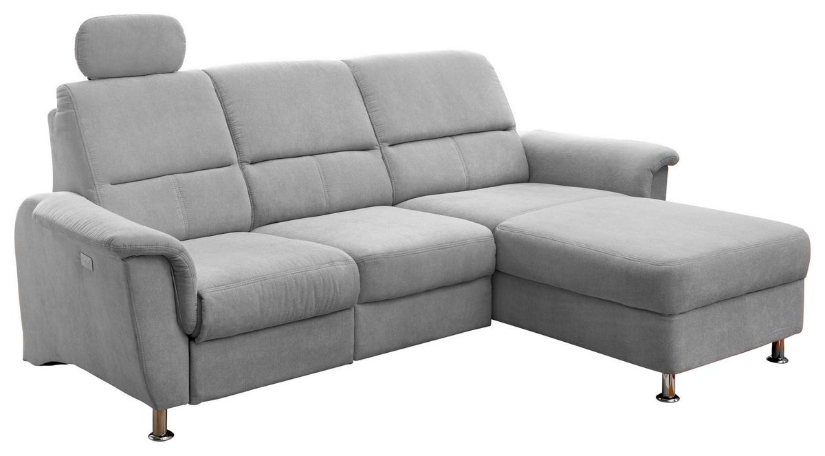 Ecksofa Parole Silberfarben USB Anschluss, Mikrof. - Chromfarben/Silberfarben, MODERN, Textil/Metall (231/165cm) - Livetastic