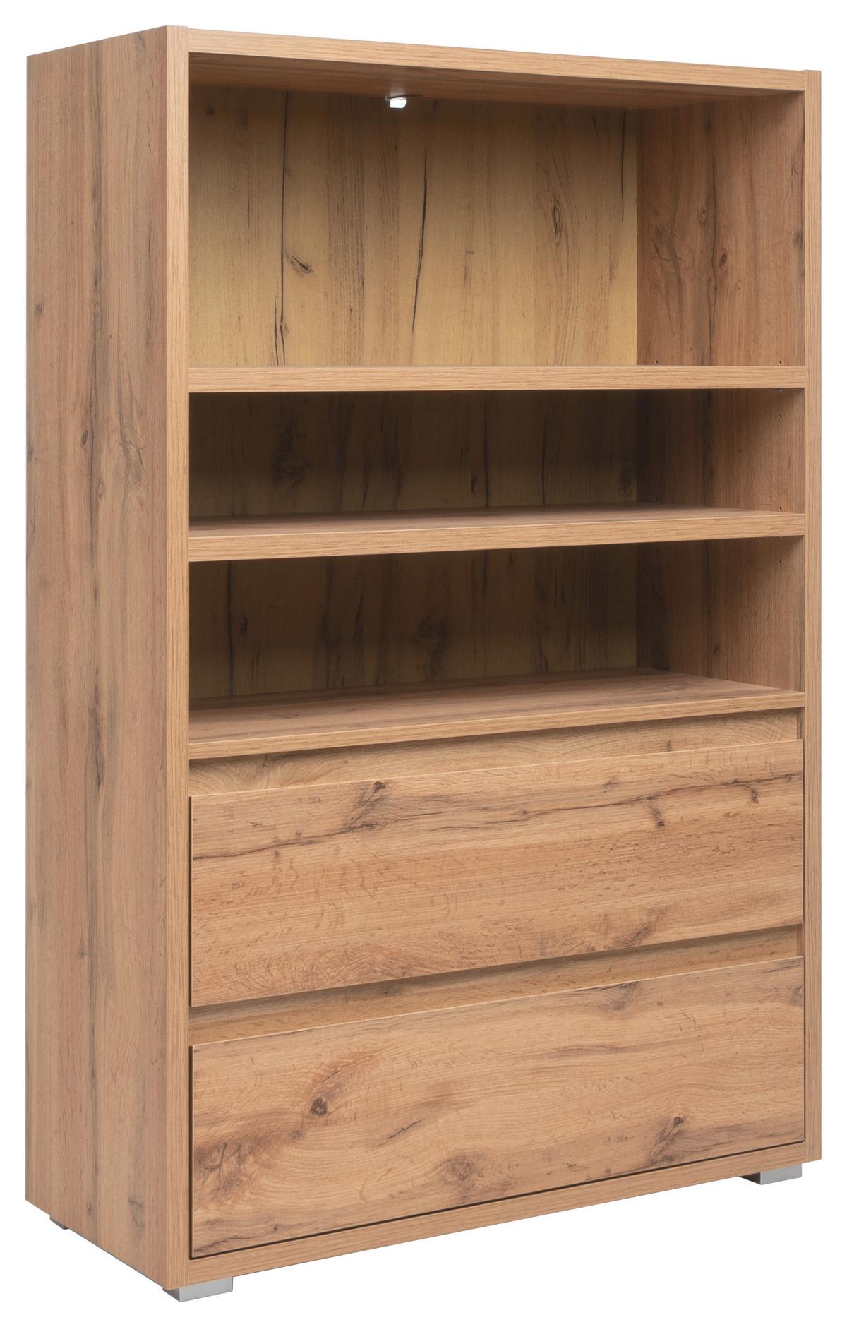 Regal Image, Barva Hrasta - srebrne barve/barve hrasta, Konvencionalno, leseni material (85/131/37cm) - MID.YOU