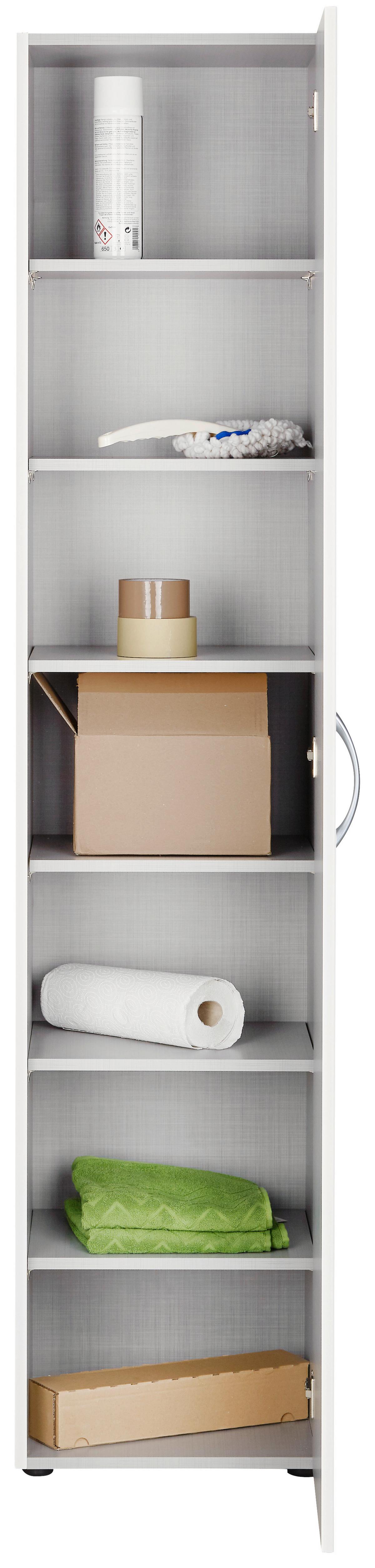 Mehrzweckschrank in Weiss - Weiss/Alufarben, Konventionell, Holzwerkstoff/Kunststoff (40/185/40cm) - Mömax