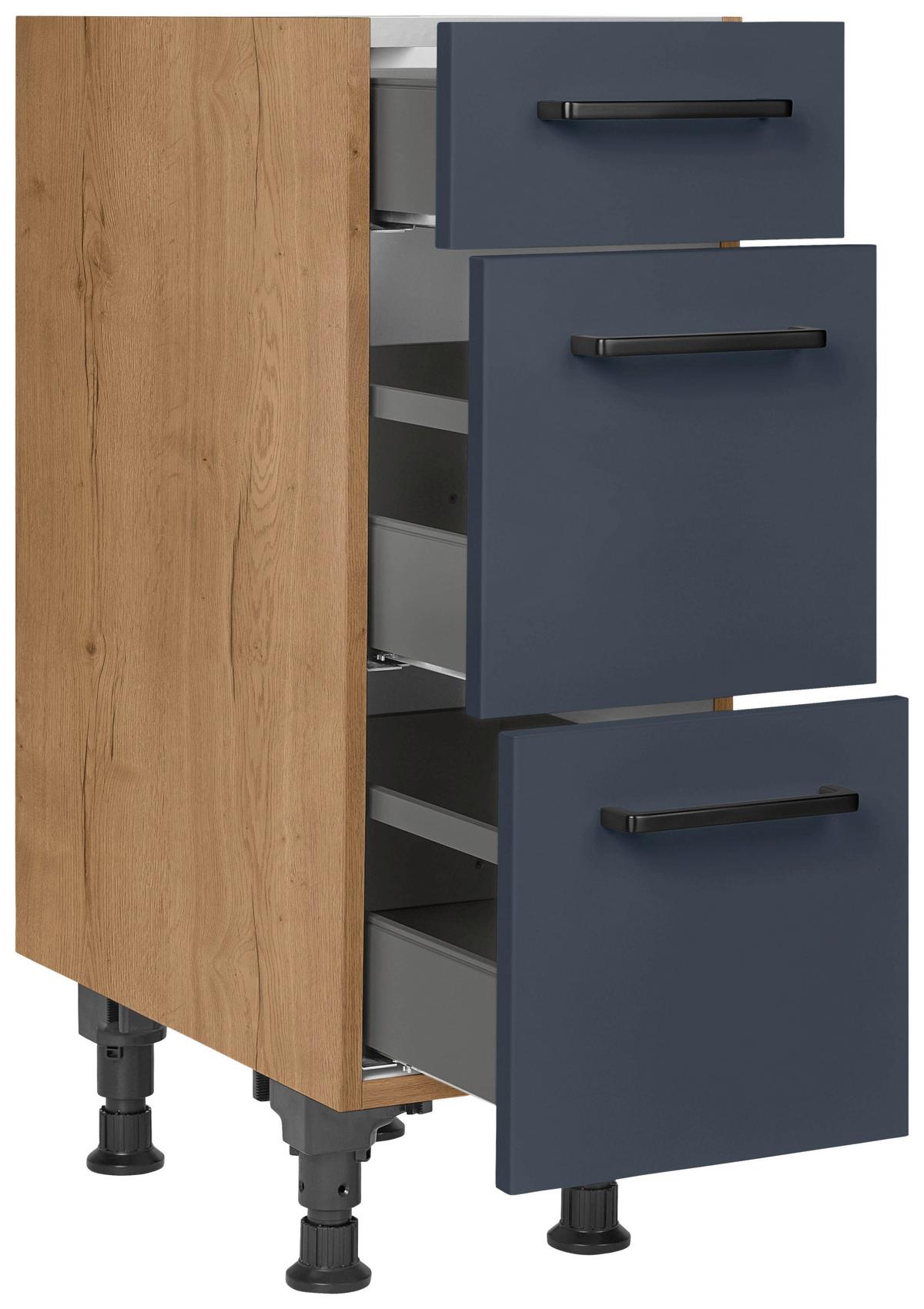 Schubkastenunterschrank Easytouch Blau - Blau/Eichefarben, MODERN, Holzwerkstoff/Metall (30/87/56cm) - Nobilia