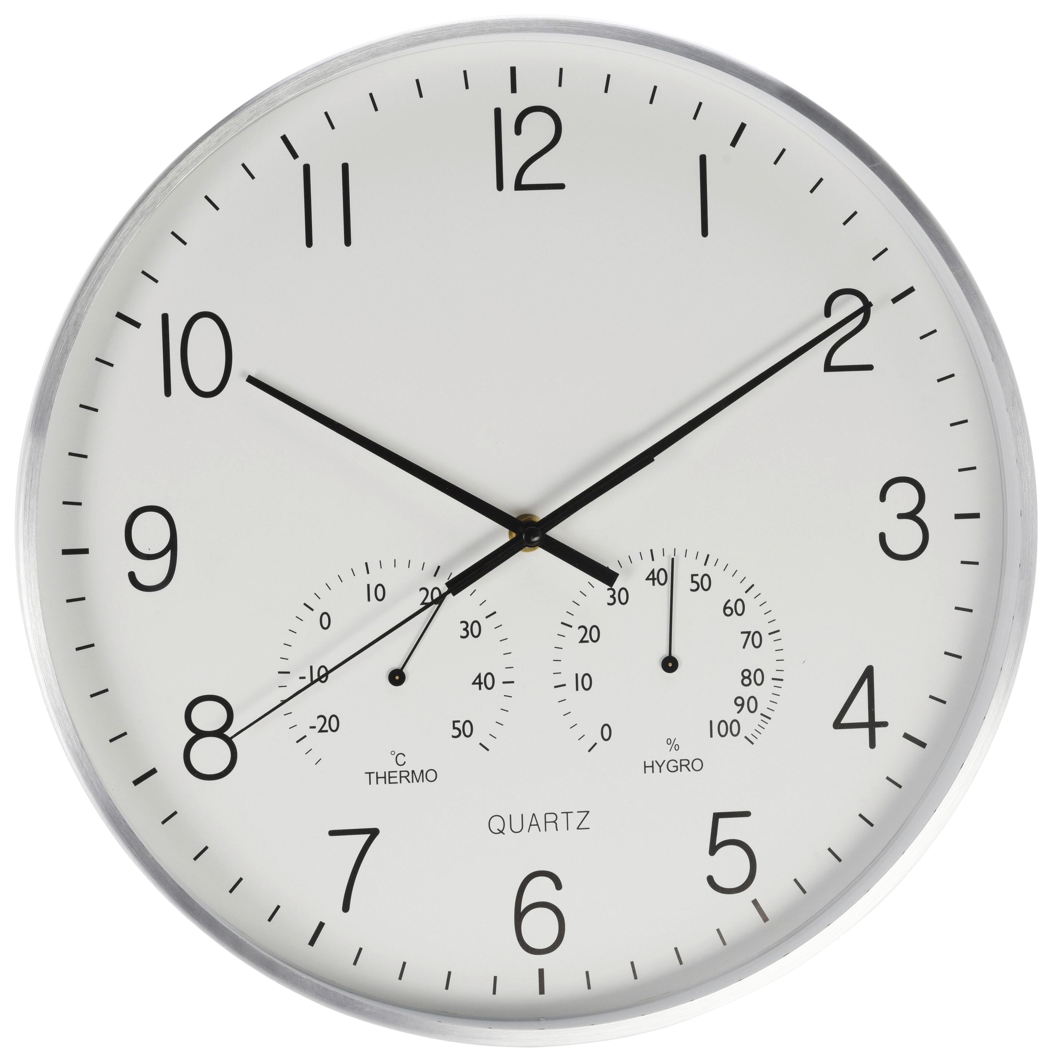 Wanduhr Alluminium Silberfarben Ø ca. 38cm - Silberfarben, Basics, Metall (38/4,2cm) - Mömax
