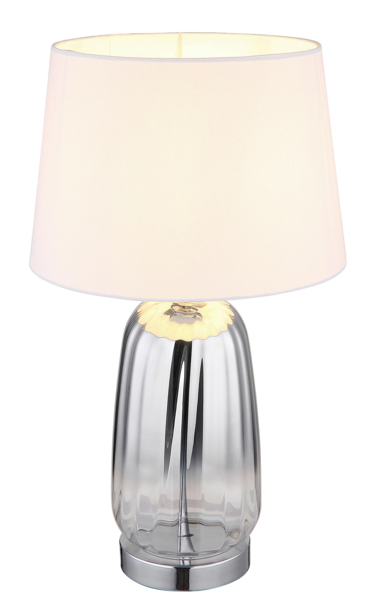 TISCHLEUCHTE 24142W - Klar/Chromfarben, Design, Glas/Textil (30/52cm) - Globo