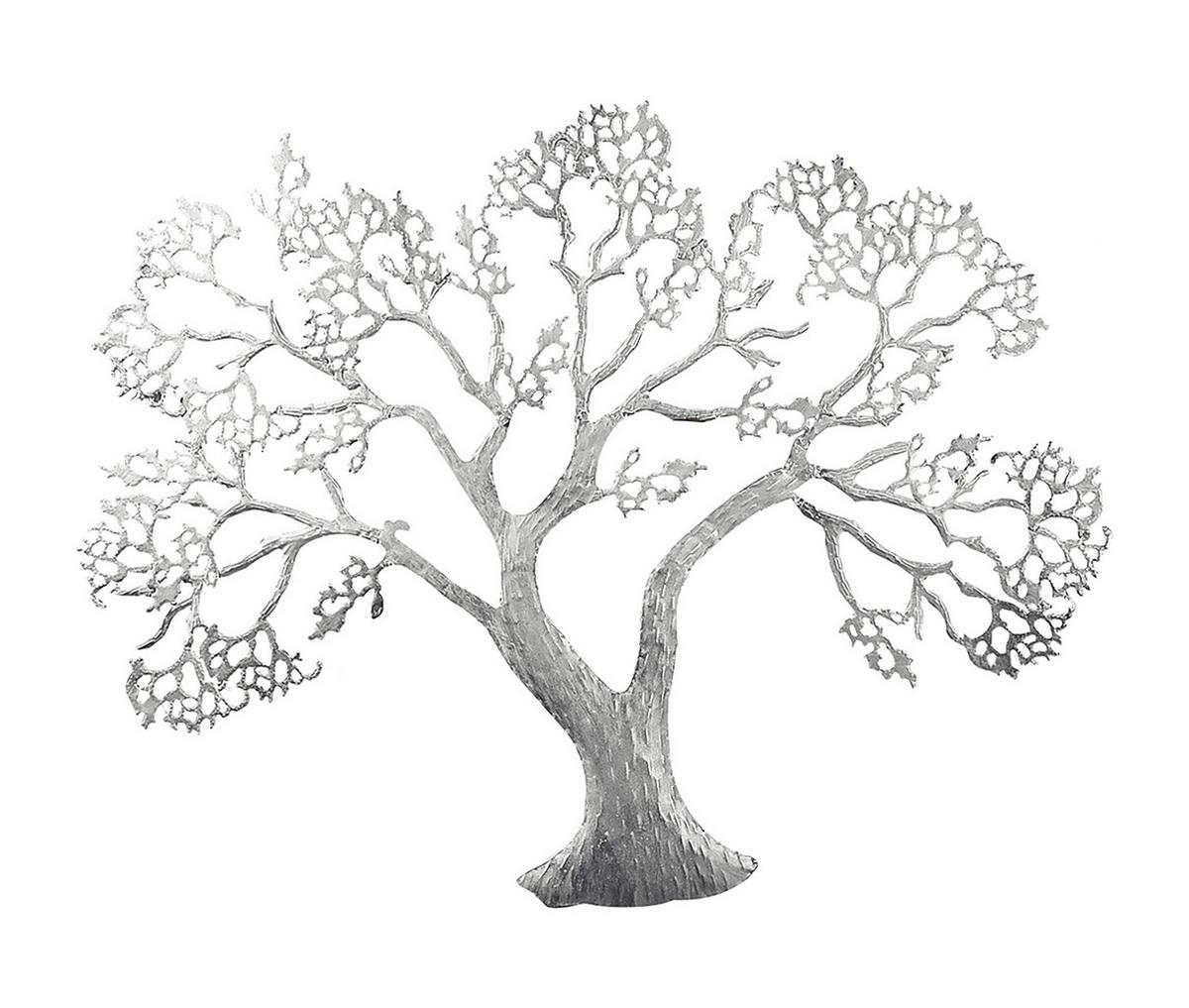 Metallbild Baum Silberfarben ca. 78x62cm - Silberfarben, Basics, Metall (78/62cm)