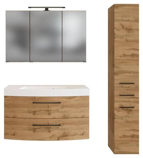 Badezimmer Manchester ca. 130 cm Eiche Wotan - Eichefarben/Weiß, MODERN, Holzwerkstoff/Stein (130cm) - Held