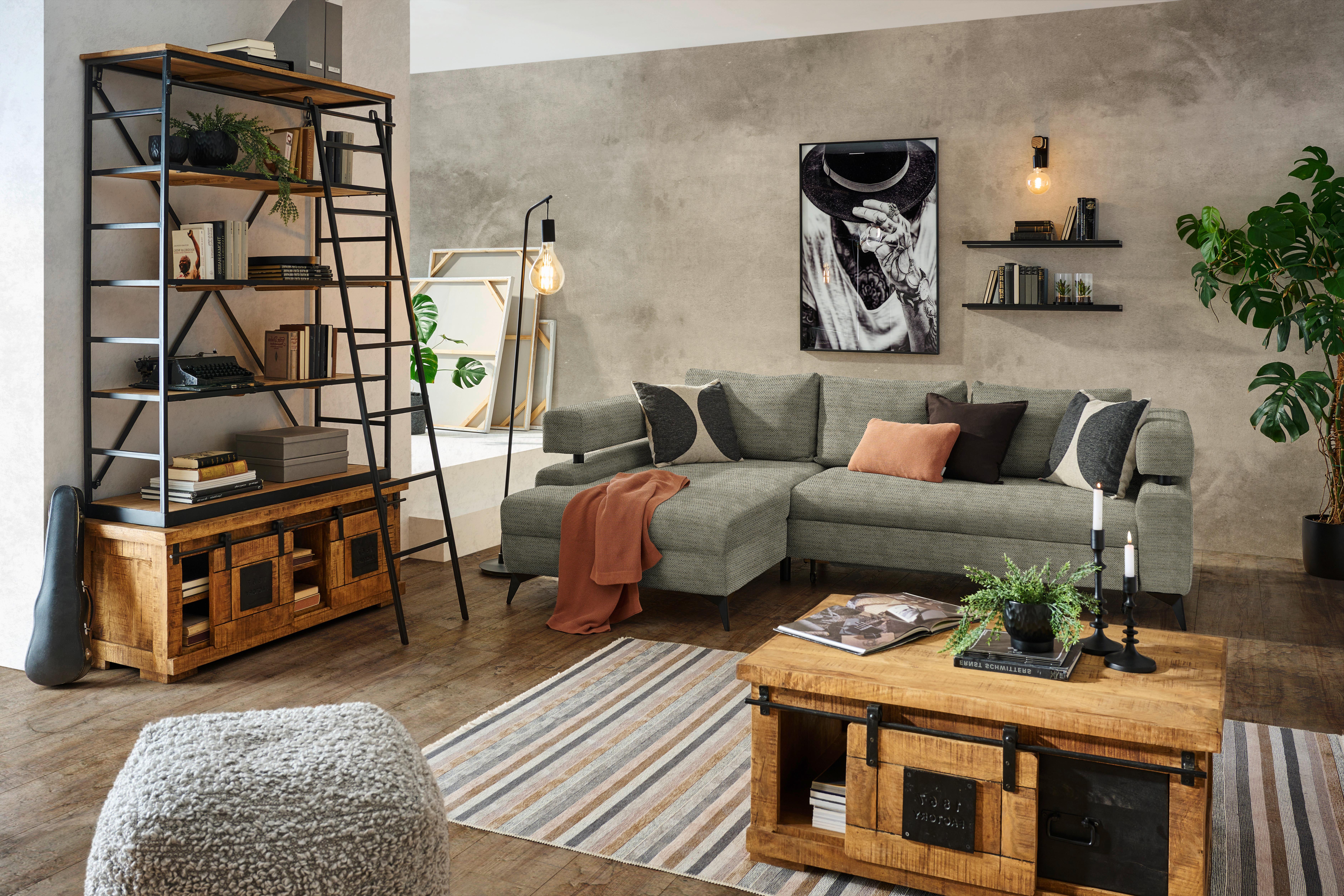 Kutna Garnitura Rosalie - maslinasto zelena/crna, Konvencionalno, tekstil/metal (184/265cm) - Modern Living