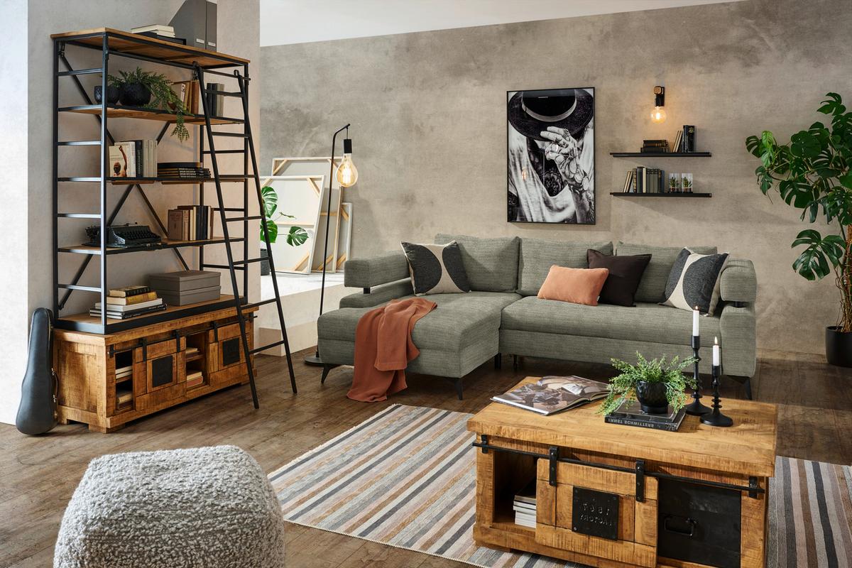 Kutna Garnitura Rosalie - maslinasto zelena/crna, Konvencionalno, tekstil/metal (184/265cm) - Modern Living