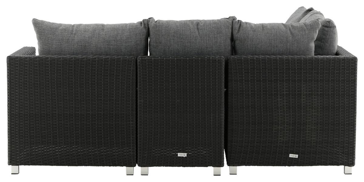 LOUNGEGARNITUR VAMOS - Schwarz/Grau, KONVENTIONELL, Glas/Kunststoff - Gardenson