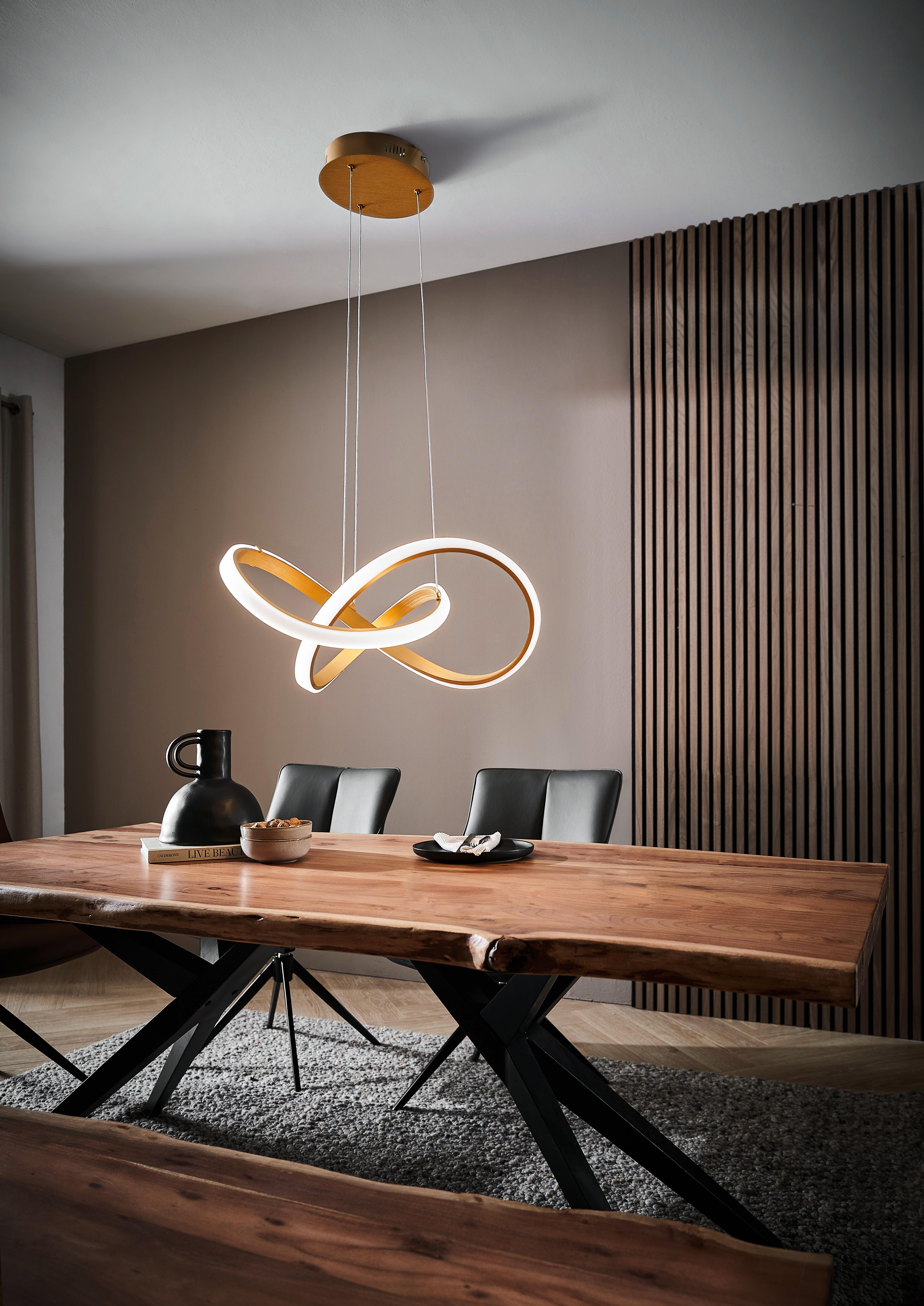 LAMPA WISZĄCA LED INDIGO - kolor złoty, Design, tworzywo sztuczne/metal (55cm) - Dieter Knoll
