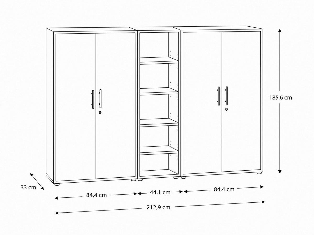 AKTENSCHRANK OFFICE EDITION - SW SET 10 - Anthrazit/Weiß, MODERN, Holzwerkstoff (212,9/185,6/33cm) - MID.YOU