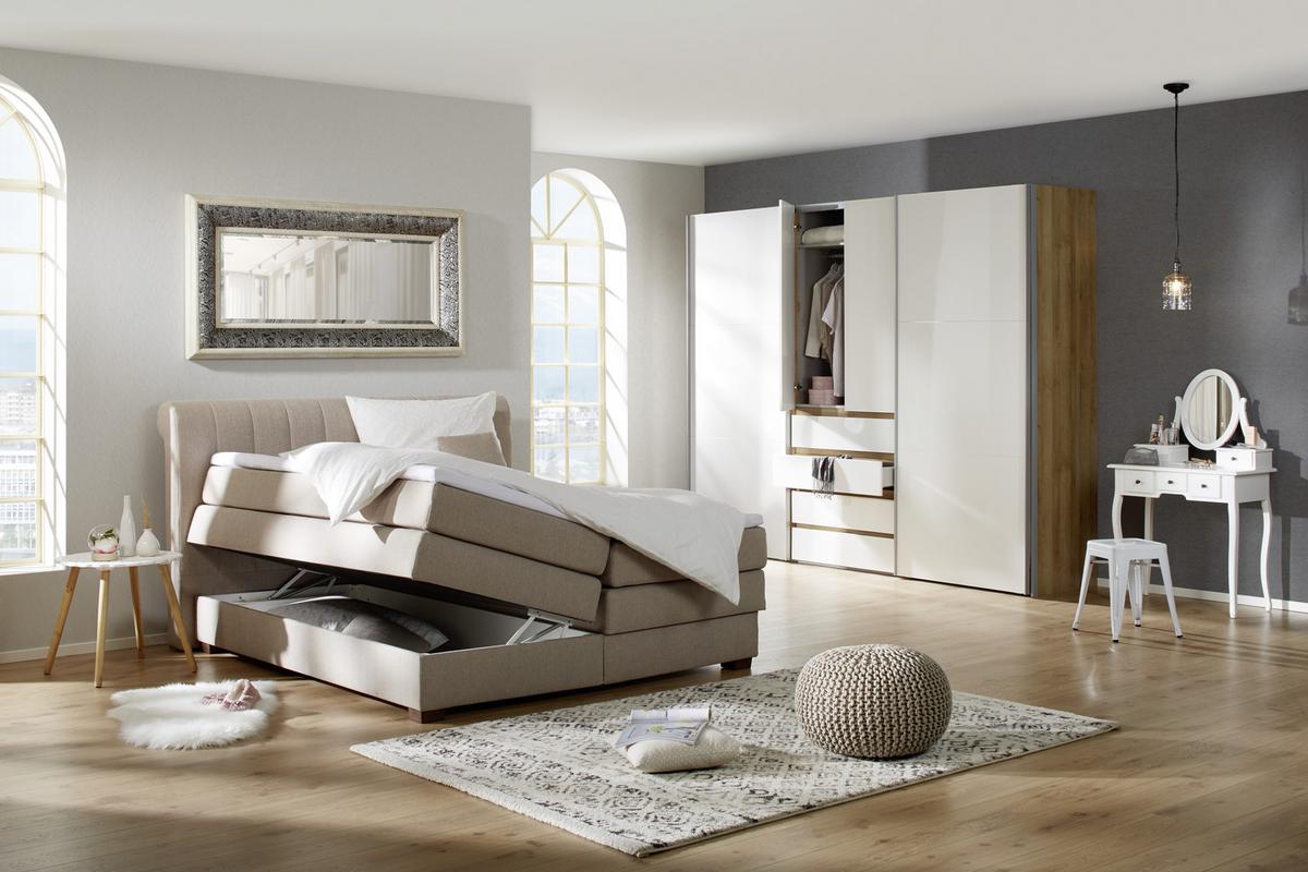 Schminktisch in Weiss - Weiss/Schwarz, Romantik / Landhaus, Glas/Holz (81/128/40,5cm) - Mömax