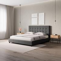 Polsterbett Frederico Grau ca. 180x200 cm - Hellgrau/Schwarz, MODERN, Holz/Holzwerkstoff (180/200cm) - Bessagi Home