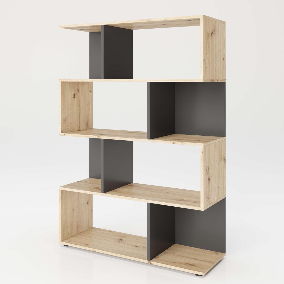 Regal Shelfy 8 Fächer ca. 103x146 cm Grau/Eiche - Eiche Artisan/Grau, MODERN, Holzwerkstoff (103/146/36cm) - MID.YOU