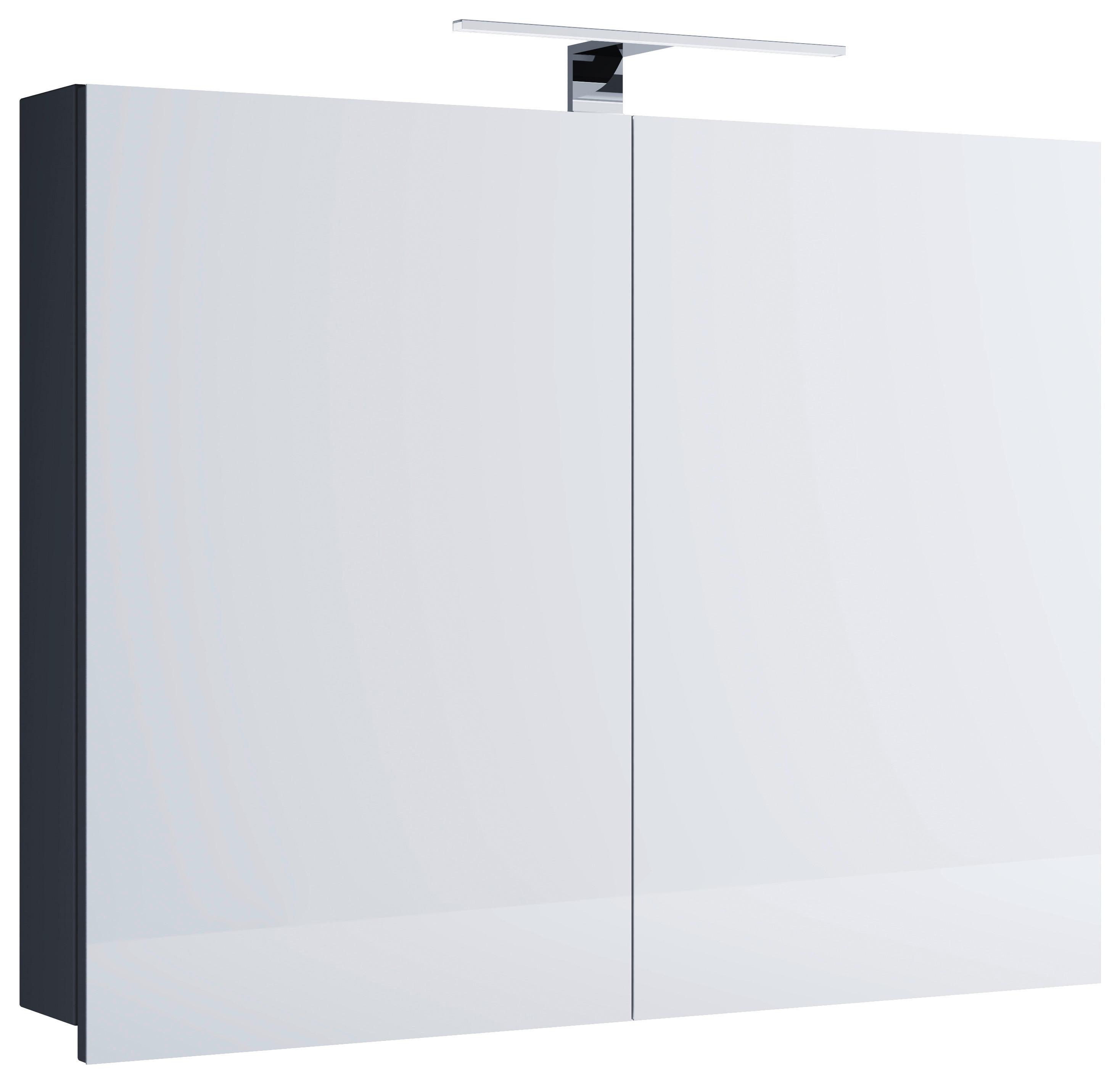 Spiegelschrank Badinos Schwarz mit LED - MODERN, Glas/Holzwerkstoff (60/59,2/12cm) - MID.YOU