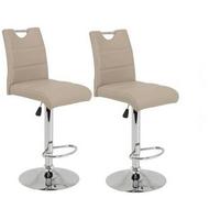 Barhocker-Set Miranda Cappuccino - Chromfarben/Weiß, MODERN, Textil/Metall (38/97-119/50cm) - MID.YOU