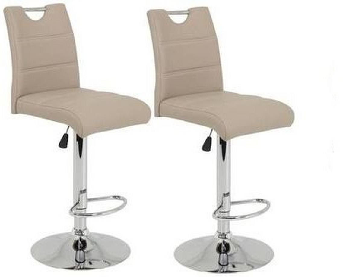 Barhocker-Set Miranda Cappuccino - Chromfarben/Weiß, MODERN, Textil/Metall (38/97-119/50cm) - MID.YOU