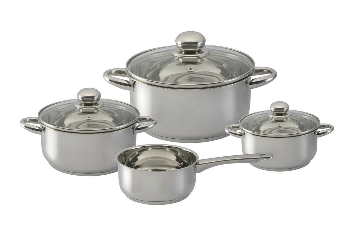 ZESTAW GARNKÓW BASIC COOKING - kolor stalowy/przejrzysty, Basics, metal/szkło - Boxxx