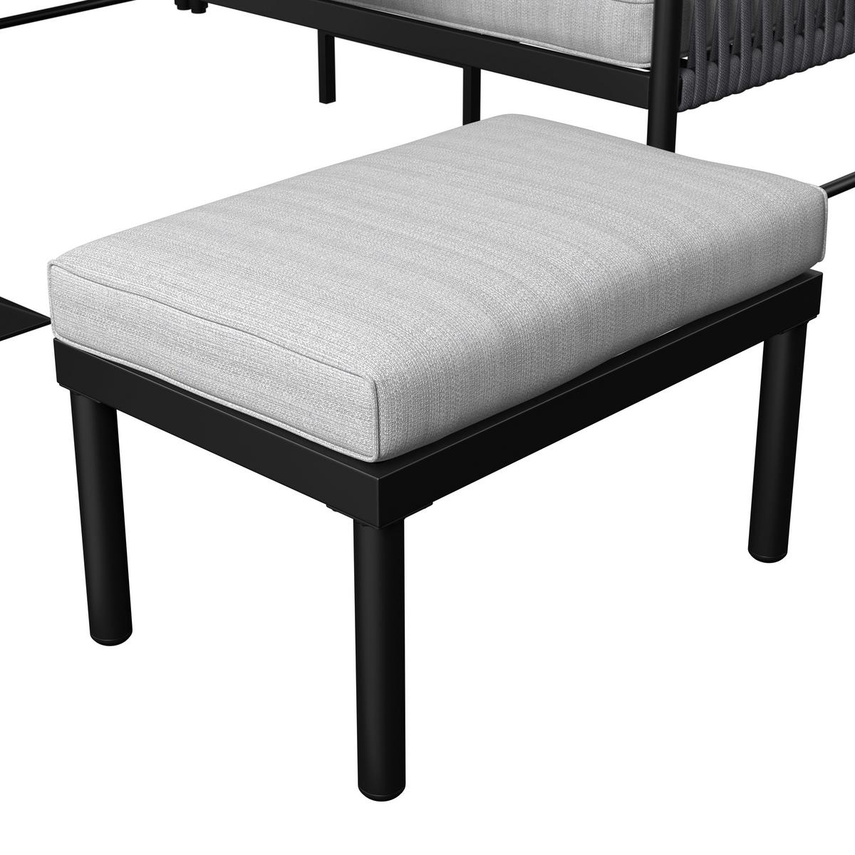 Dining-Loungeset Polly Hellgrau Outdoorstoff/Metall - Dunkelgrau/Hellgrau, MODERN, Kunststoff/Textil - Bessagi Garden