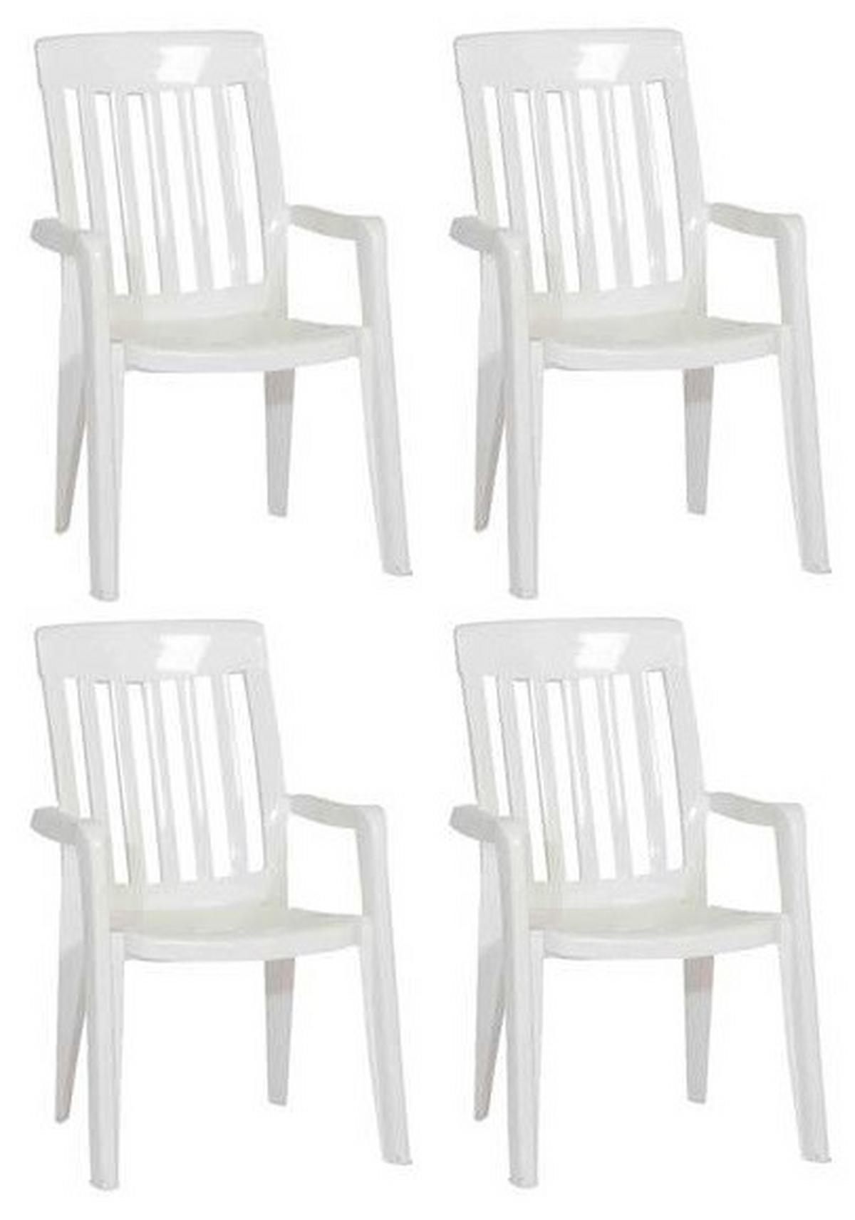 Gartenstuhl-Set Palma Weiß Kunststoff stapelbar - Weiß, KONVENTIONELL, Kunststoff (59/92/65cm) - Sieger