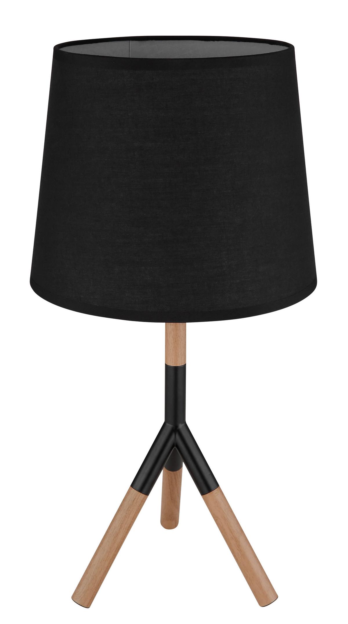 Tischleuchte TL max. 40 Watt - Schwarz/Naturfarben, Basics, Holz/Textil (25/45cm) - Globo