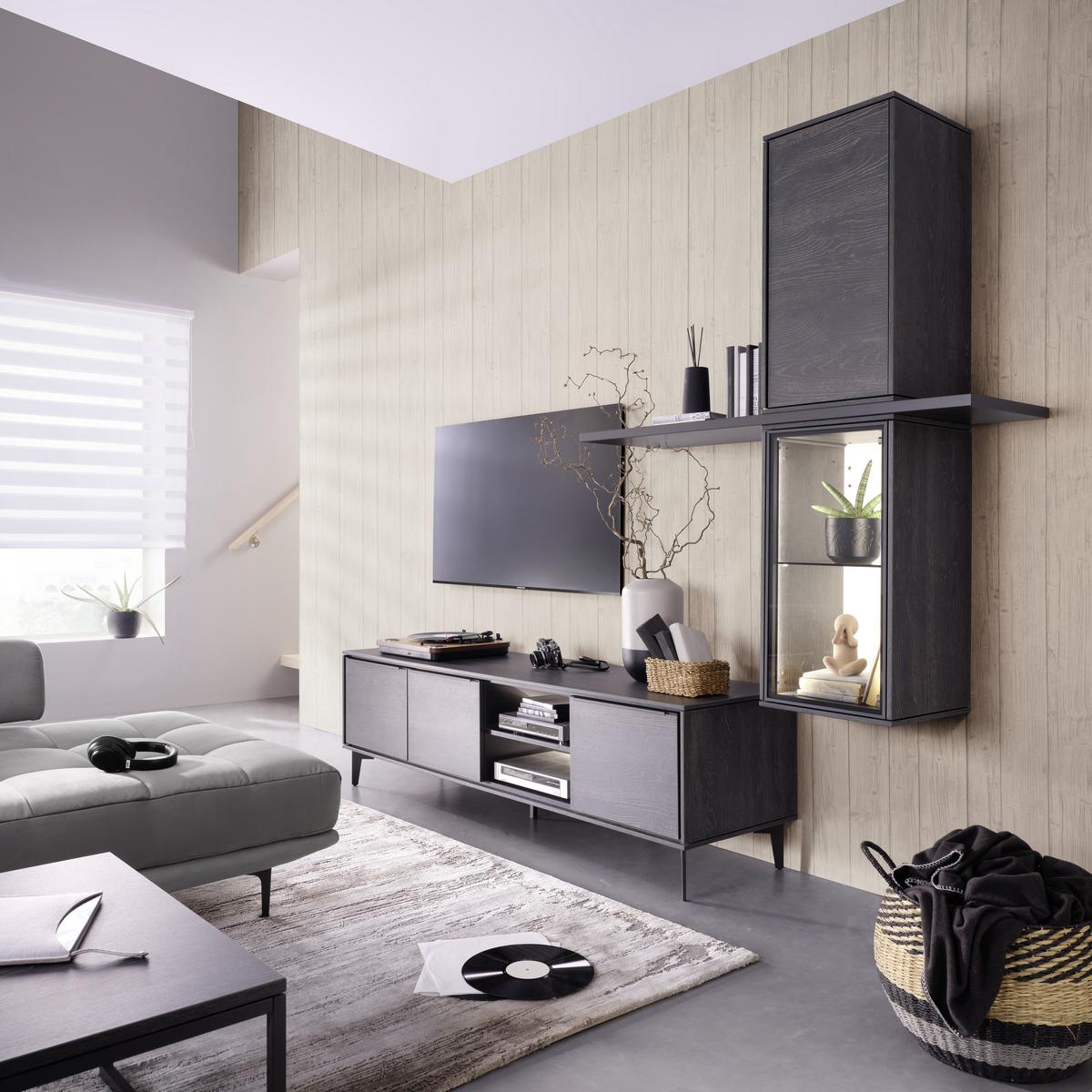 Hängeelement Aarhus in Anthrazit - Anthrazit/Schwarz, MODERN, Holzwerkstoff/Metall (38/73/37cm) - Premium Living