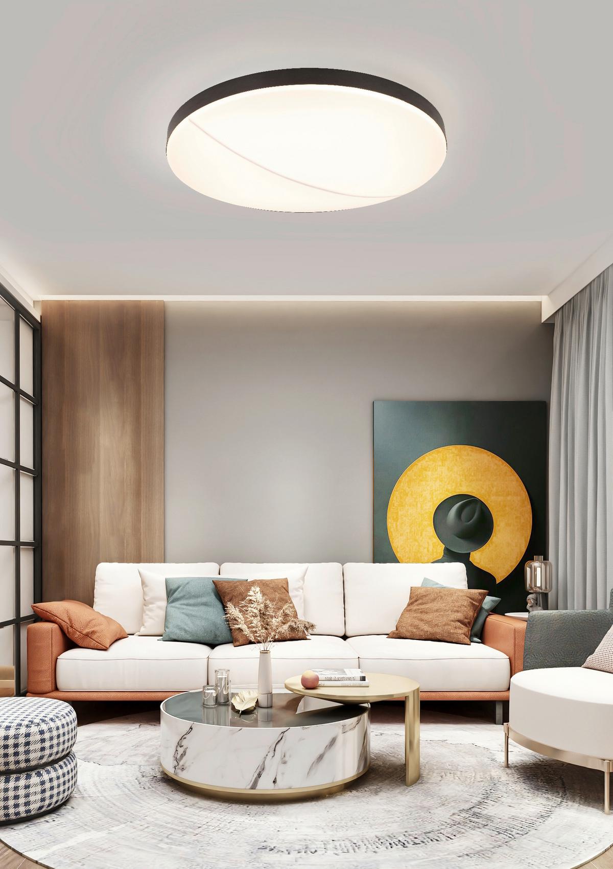 LAMPA SUFITOWA LED MOON - czarny, Design, tworzywo sztuczne/metal (45/10,5cm) - Novel