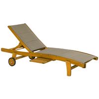 Sonnenliege Acapulco Akazie /Textil verstellbar mit Rollen - Taupe/Akaziefarben, KONVENTIONELL, Holz/Textil (94/63/197cm) - Gardenson